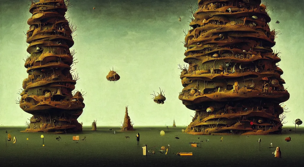 Prompt: single flooded simple!! rock hive tower anatomy, very coherent and colorful high contrast masterpiece by franz sedlacek hieronymus bosch dean ellis simon stalenhag rene magritte gediminas pranckevicius, dark shadows, sunny day, hard lighting