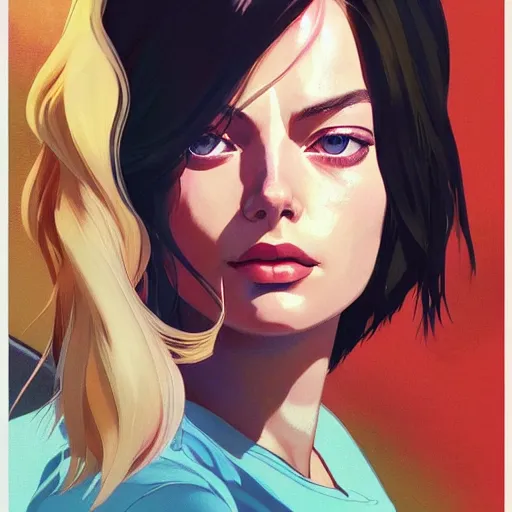 Prompt: margot robbie portrait as manga girl, realistic shaded perfect face, fine details. anime. realistic shaded lighting poster by ilya kuvshinov katsuhiro otomo ghost - in - the - shell, magali villeneuve, artgerm, jeremy lipkin and michael garmash and rob rey