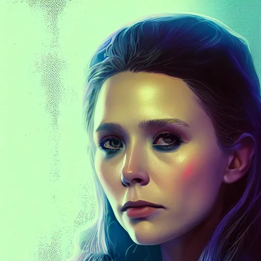 Image similar to Elizabeth olsen, cyberpunk, portrait, artstation