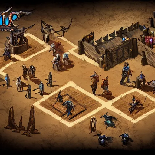 Image similar to an isometric action role playing game in the style of diablo and path of exile, set in a wild west setting, in the desert, with cowboys and monsters, game design, game art, 4 k graphics