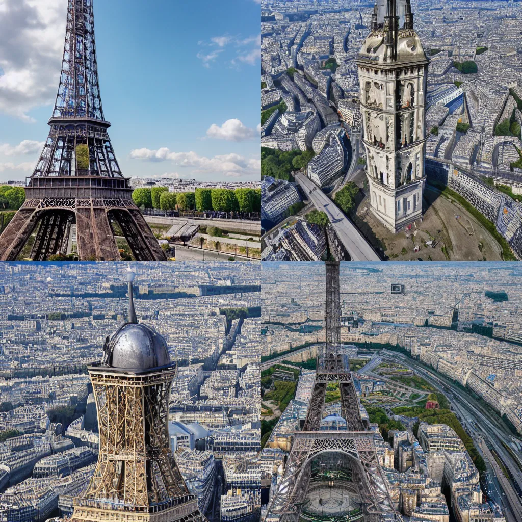 Prompt: a large metal tower in the middle of Paris 4K photo