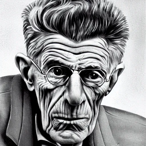 Image similar to portrait of Samuel Beckett by Caravagio