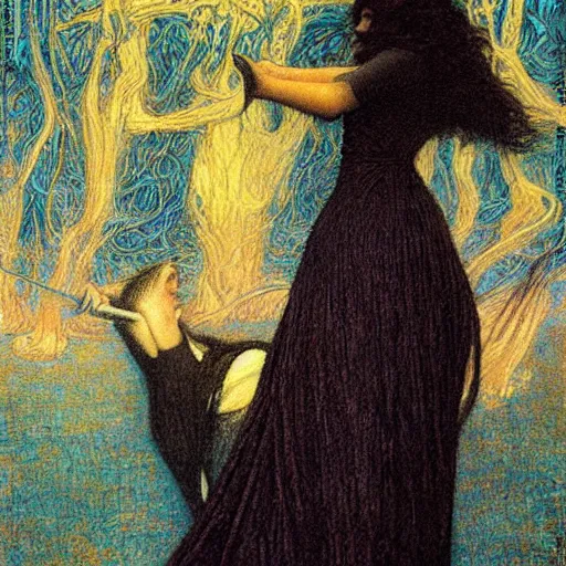 Image similar to princess black short hairs by Jean Delville