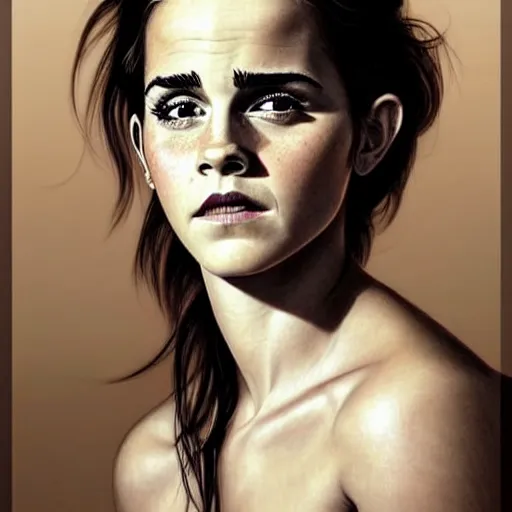 Prompt: Africa, beautiful portrait of Very funny actress Emma Watson lke monkey face looking like an old monkey, Emma Watson actress blended monkey face, like , powerful , magic, thunders, dramatic lighting, intricate, wild, highly detailed, digital painting, artstation, concept art, smooth, sharp focus, illustration, art by artgerm and greg rutkowski and alphonse mucha, footage