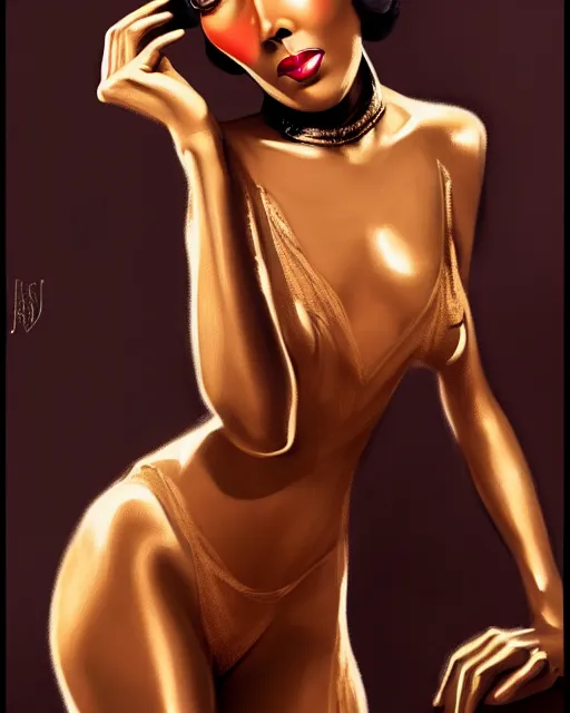 Image similar to photo of josephine baker, film still, dslr, by enoch bolles, ross tran, artgerm, wlop glossy skin, intricate detail, art deco, pearlescent, very coherent, cute