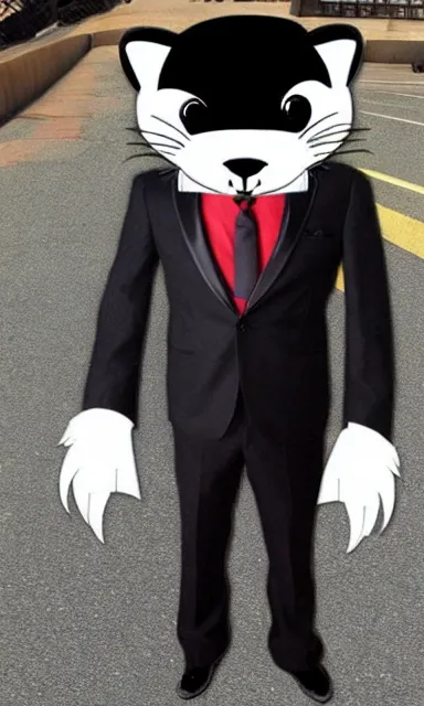 Image similar to furry ferret, anime style, formal suit, full body, disney style