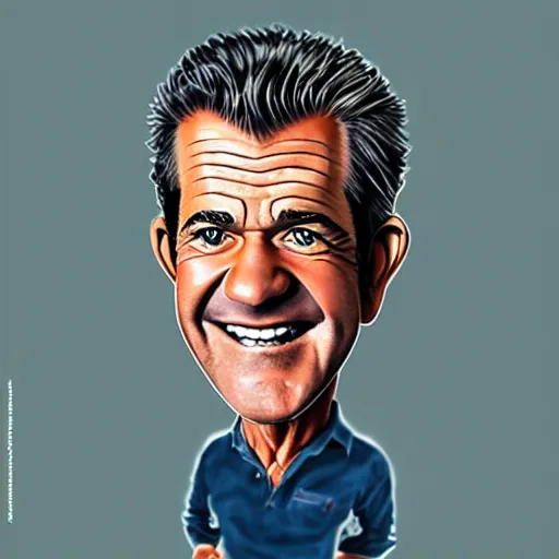 Image similar to a caricature illustration of mel gibson