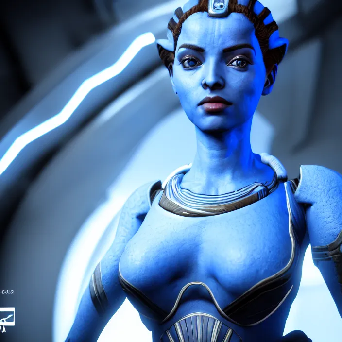 Prompt: photograph of liara from mass. Extremely detailed. 8k