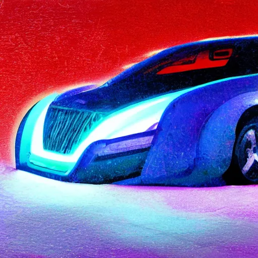 Image similar to car, ice, glow, neon, concept art,