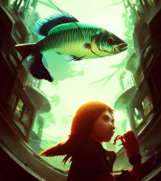 Image similar to great, fish eye, beautiful, sharp focus, ultra detailed by leesha hannigan, ross tran, thierry doizon, kai carpenter, ignacio fernandez rios