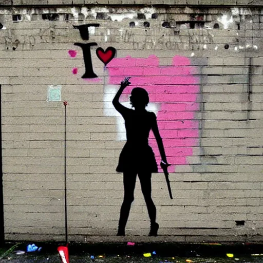 Image similar to a taylor swift painting by banksy, street art photography