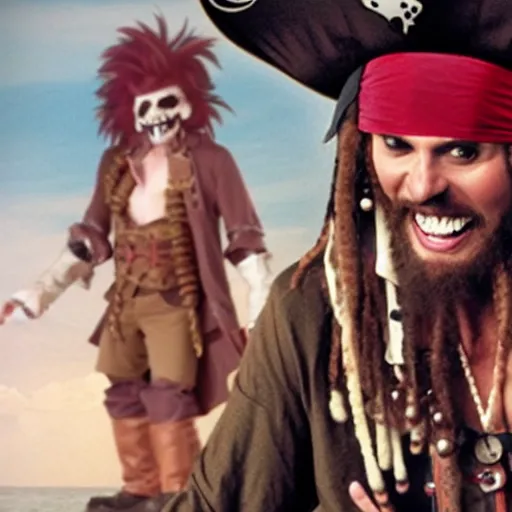 Image similar to laughing dying pirate reaction image, movie still