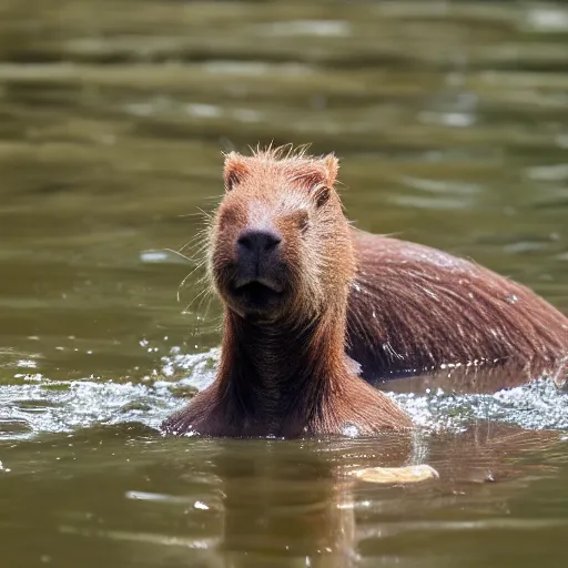 Image similar to capybara swimming