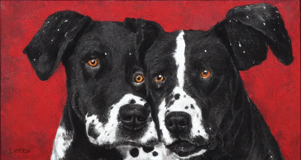 Image similar to Red dog with black spots.