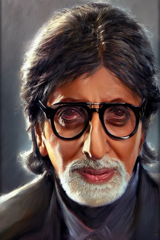 Image similar to Amitabh Bachchan, closeup character portrait art by Donato Giancola, Craig Mullins, digital art, trending on artstation