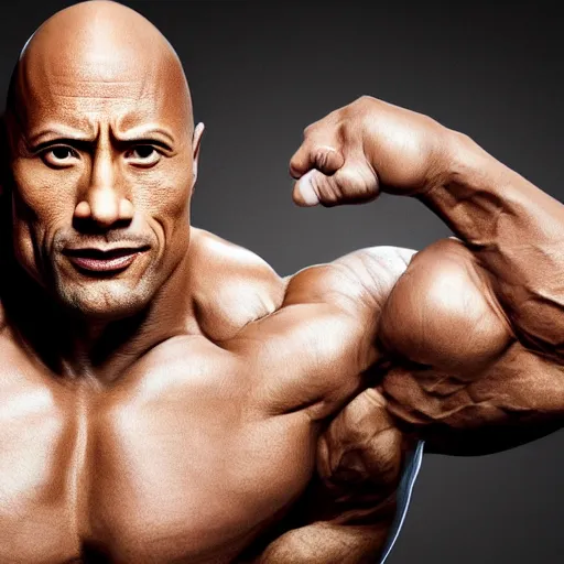 Image similar to Dwayne Johnson flexing his muscels in front of the queen of england in a bar, full body, photorealistic, 4k