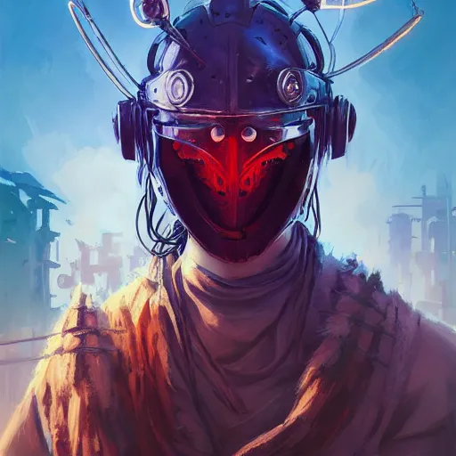 Image similar to cyberpunk viking helmet mask warrior goddess robot ninja fantasy, art gta 5 cover, official fanart behance hd artstation by jesper ejsing, by rhads, makoto shinkai and lois van baarle, ilya kuvshinov, ossdraws