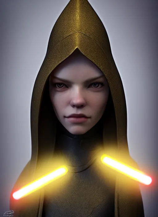 Prompt: Sith Lord playd by Anya taylor joy, studio light, photoreal, daz3d,intricate,elegant,highly detailed,8k,digital painting,concept art, sharp focus, illustration,golden ratio