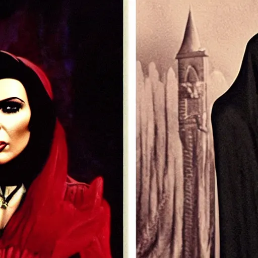 Prompt: kim kardashian as dracula in the 1 9 2 2 nosferatu movie