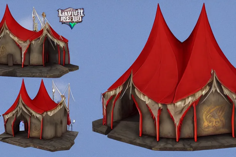 Image similar to 3d sculpt of a gothic circus tent, artstaton, League of Legends, red dead redemption2, overwatch, digital illustration