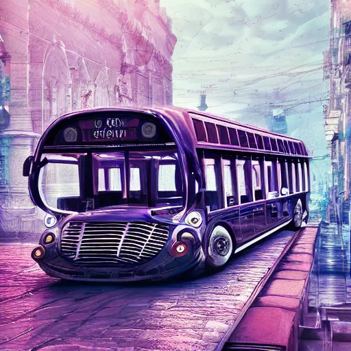 Image similar to floating bus, digital art, cosmic, 3 d high definition, trending on art station, photorealistic, high resolution, 8 k, octane, hyper detailed, insane details, intricate, elite, ornate, elegant trend, highly detailed and intricate, sharp focus, photography, unreal engine