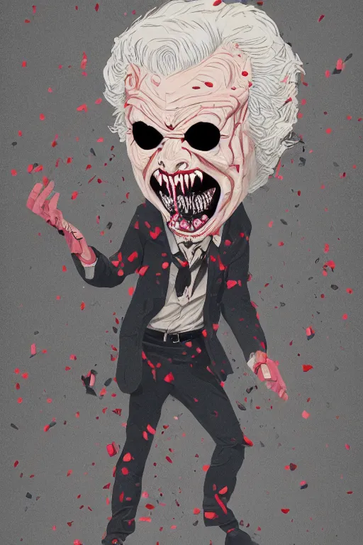 Image similar to rip taylor throwing confetti in sleepy hollow, full body, big two toned eyes, teeth gritted, horror, intricate details, cinematic, epic, realistic, anatomy, tomer hanuka, uplight, artstation, photorealistic, scary