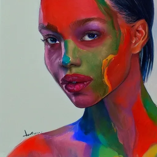 Image similar to a messy painting using all known skin tones. Trending on Artstation.