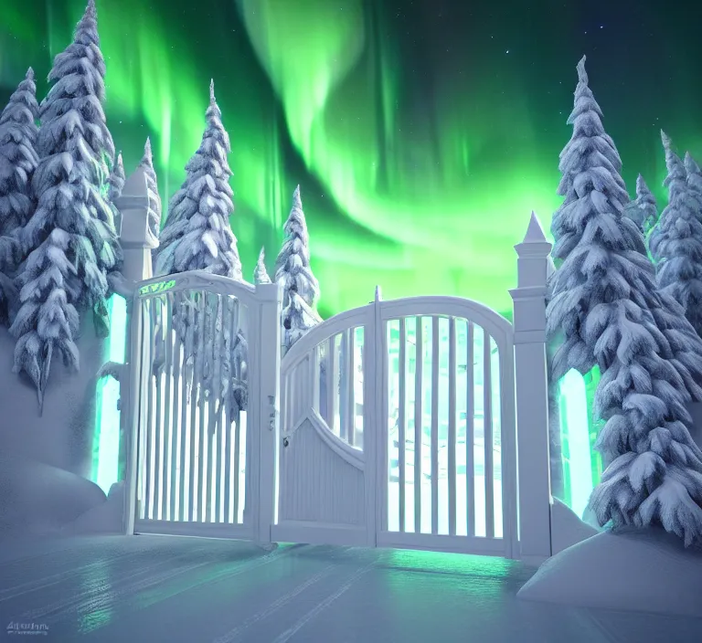 Prompt: a very detailed concept art of intricate and well designed white gates to aurora borealis infused with magic by wes anderson, dynamic lighting trending on artstation, symmetry, digital art, 4 k, hyper realistic, octane render, sharp focus