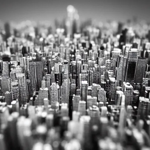 Image similar to an electron microscope image of a sprawling mega city, bokeh