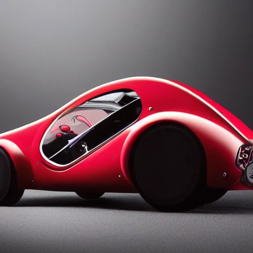 Image similar to “Red Bugatti hover car, 35 mm product photo”