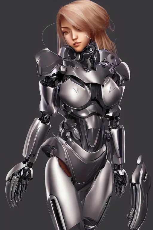 Image similar to heroine, beautiful, female mecha, ultra detailed, digital art, 8 k, hd, character, realistic, portrait, 3 d, hyperrealistic