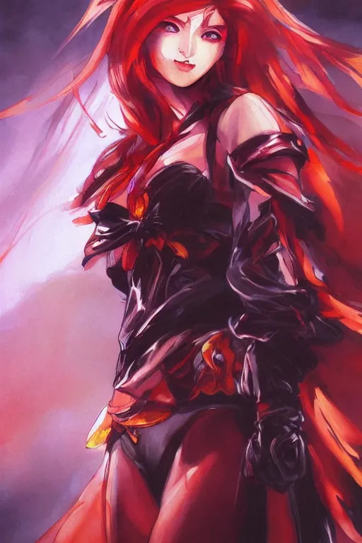 Image similar to a beautiful painting of Lina by Yoji Shinkawa, Dota, atmosphere and tension, trending on artstation