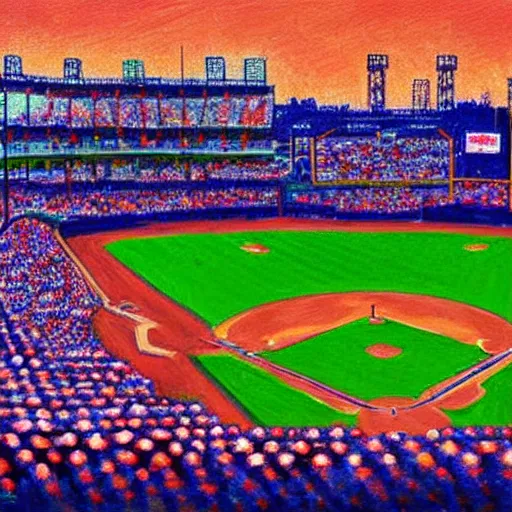 Prompt: fenway park in the style of Henri-Edmond Cross