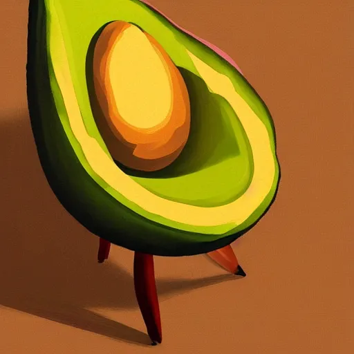 Image similar to digital painting of an armchair in the shape of an avocado cinematic lightning 4k award winning artstation