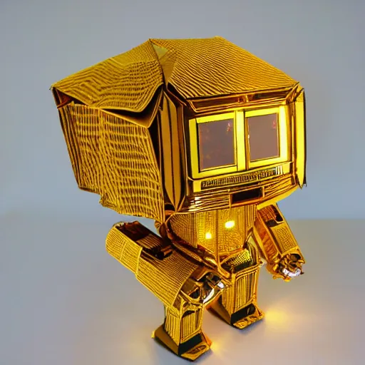 Prompt: robot made in origami hyperdetailed realistic golden hour illumination