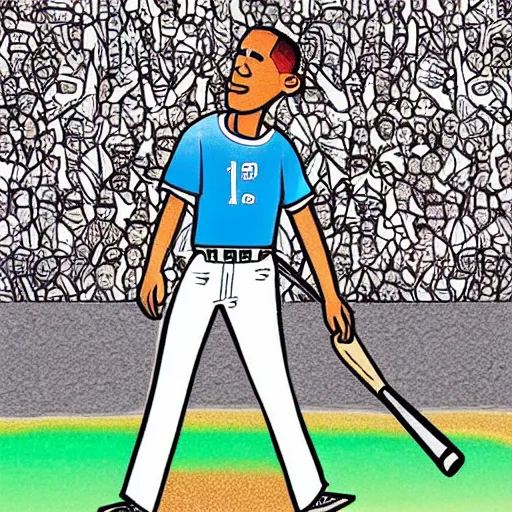 Image similar to “ christian coloring book illustration of barack obama playing baseball ”