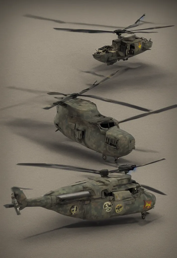 Prompt: an vietnam war chopper, octane render, 8K HD Resolution, High quality image