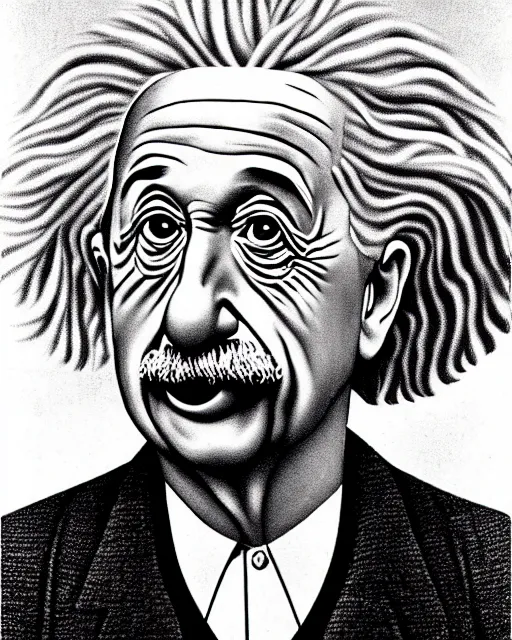 Image similar to albert einstein portrait by m. c. escher