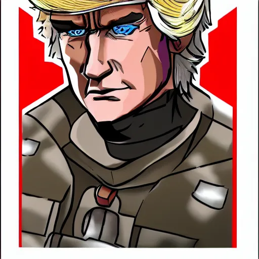 Image similar to solid snake as donald trump