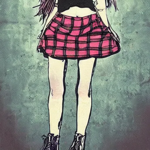 Image similar to girl, grunge outfit, cute artwork