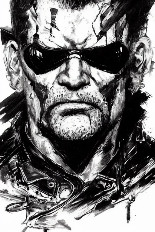 Prompt: portrait of punished duke nukem, concept art by yoji shinkawa, felt tip pen