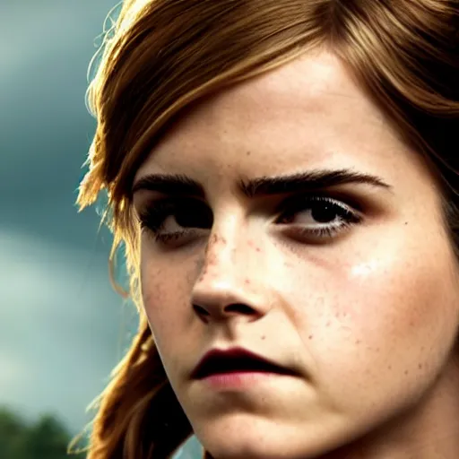 Prompt: emma watson as a damsel in distress, 4 k, hyperrealistic