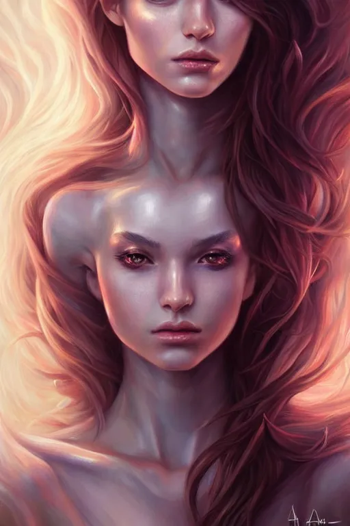 Image similar to a photorealistic painting of an attractive young girl, partially clothed in ethereal armor emitting psychic powers, beautiful bone structure, perfect eyes, intricate, elegant, highly detailed, hyper detailed, trending on tumblr, by artgerm, by loish, fantasy scene, fantasy aesthetic, trending on Artstation