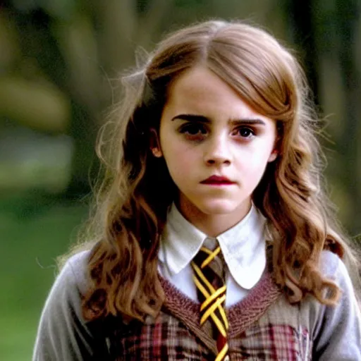 Image similar to photograph. [ young ] emma watson as hermione granger 2 0 0 4. extremely detailed. 4 k. screenshot.