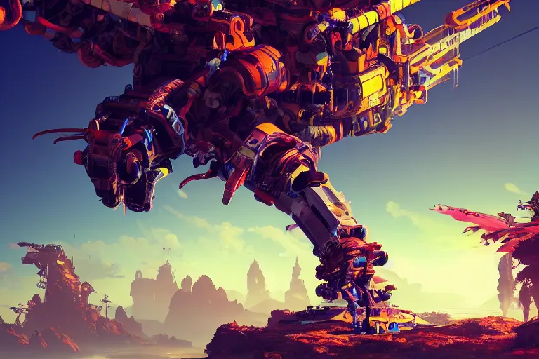 Image similar to sunwing machine mecanical creature robot of horizon forbidden west horizon zero dawn bioluminiscence global illumination ray tracing hdr fanart arstation by ian pesty and alena aenami artworks in 4 k
