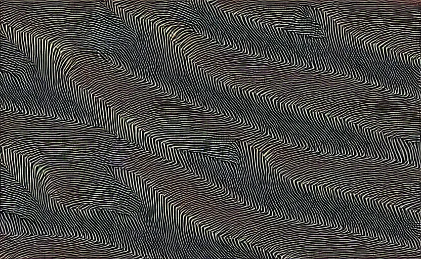 Image similar to converging some waves never overlapping but approaching infinitely close, thick black ink, warped perlin noise pattern