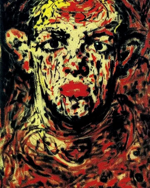 Image similar to portrait of a human face by Jackson Pollock