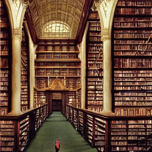 Prompt: the grand hall of the sacred library by james gurney