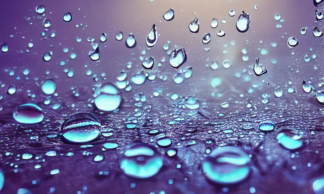 Prompt: beautiful picture of many big raindrops floating quietly in a sunny blue sky, hot and sunny highly-detailed, elegant, dramatic lighting, artstation, 4k, cinematic landscape, photograph by National Geographic