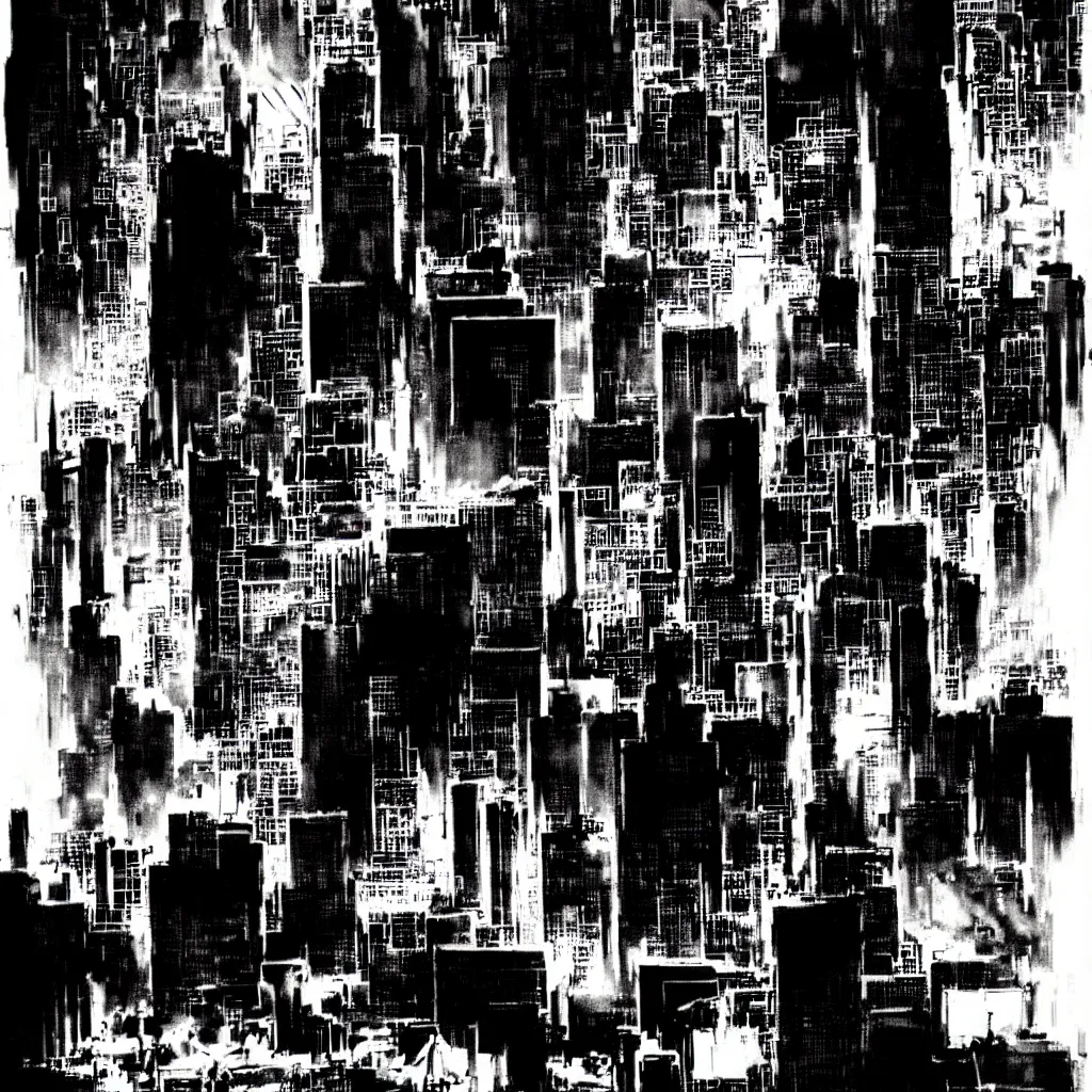 Image similar to bill sienkiewicz film noir city